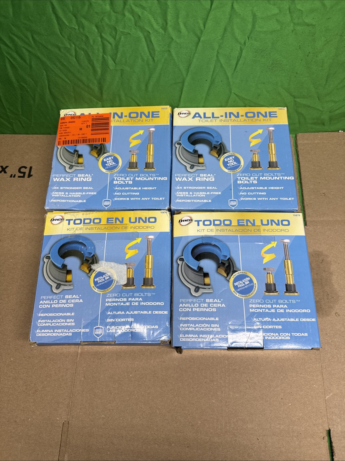 4PK DANCO All-In-One Toilet Installation Kit 10879 Perfect Seal Zero Cut Bolts