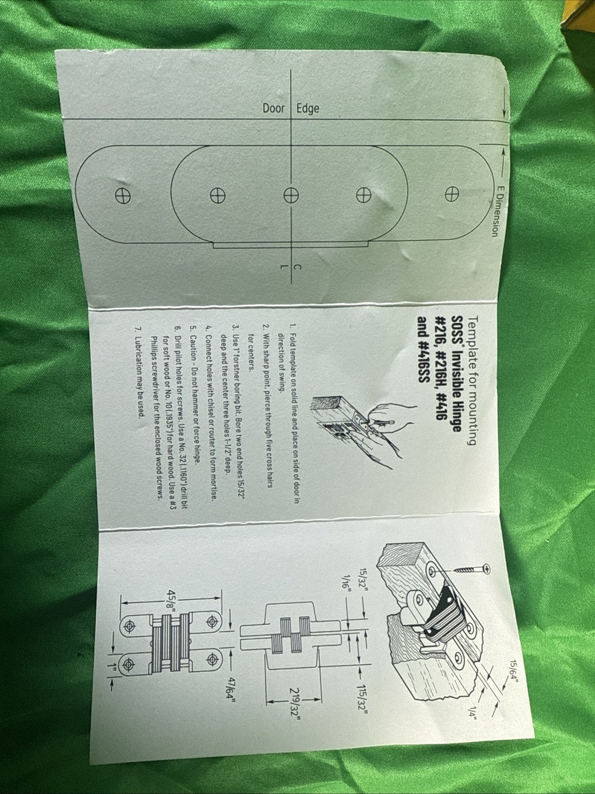 Soss Concealed Hinge Coated Black 1-3/8" Thick 20 Min Fire Rated 216US19 NEW