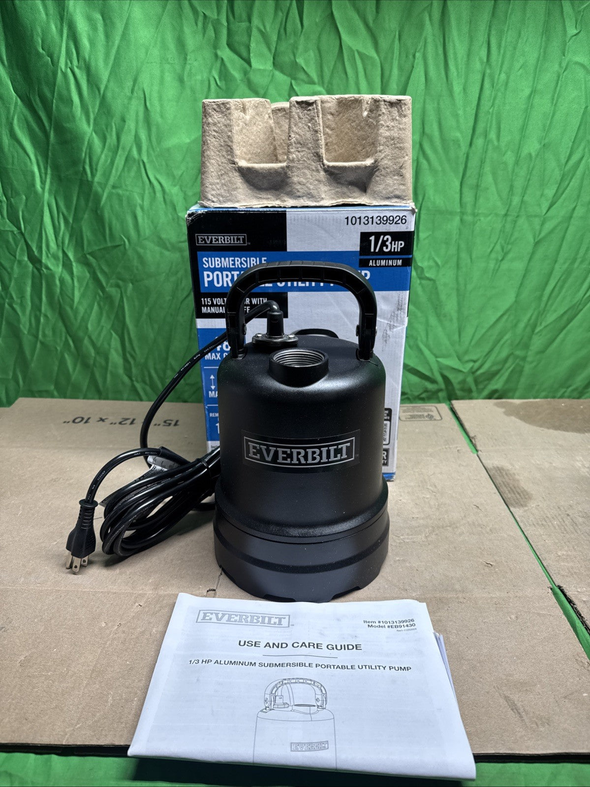 Everbilt 1/3 HP Submersible Aluminum Utility Pump.