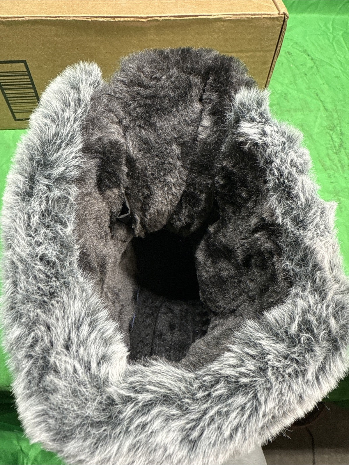 Black Winter Snow Boots Waterproof Faux Fur Womens Size 12