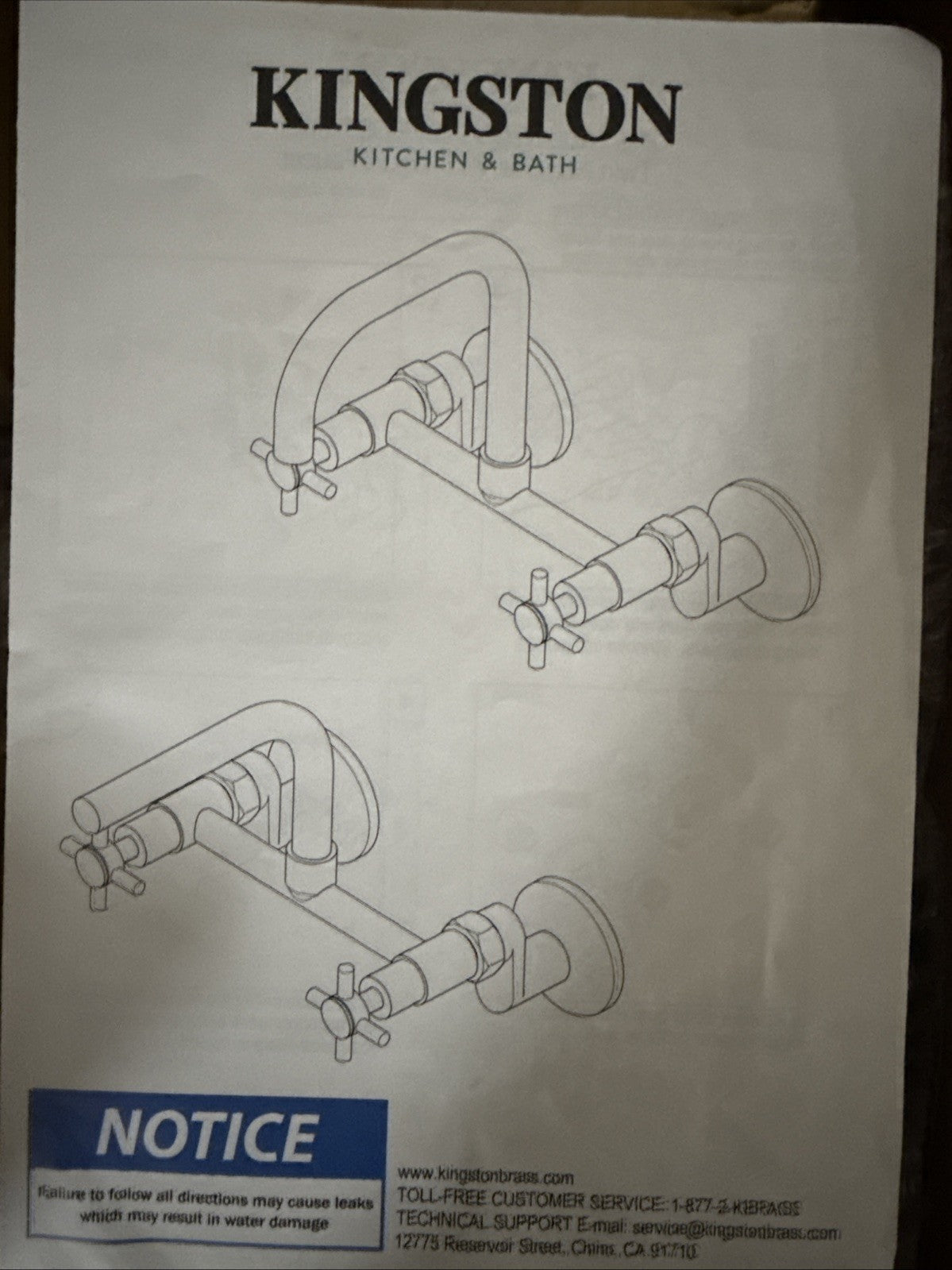 Kingston Brass KS414 Concord 1.8 GPM Widespread Bridge Kitchen - Black