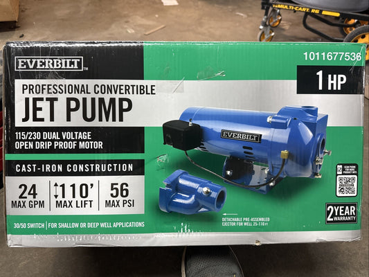 Everbilt 1 HP Professional Convertible Jet Pump *for Parts* Read Description**
