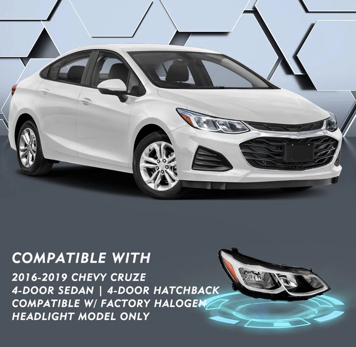 For 2016-2019 Chevy Cruze FACTORY  1pair Headlight Assembly Side 16 17 18 19