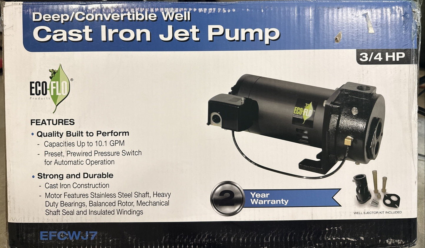 Eco-Flo 3/4 HP Convertible Deep Well Jet Pump  Cast Iron