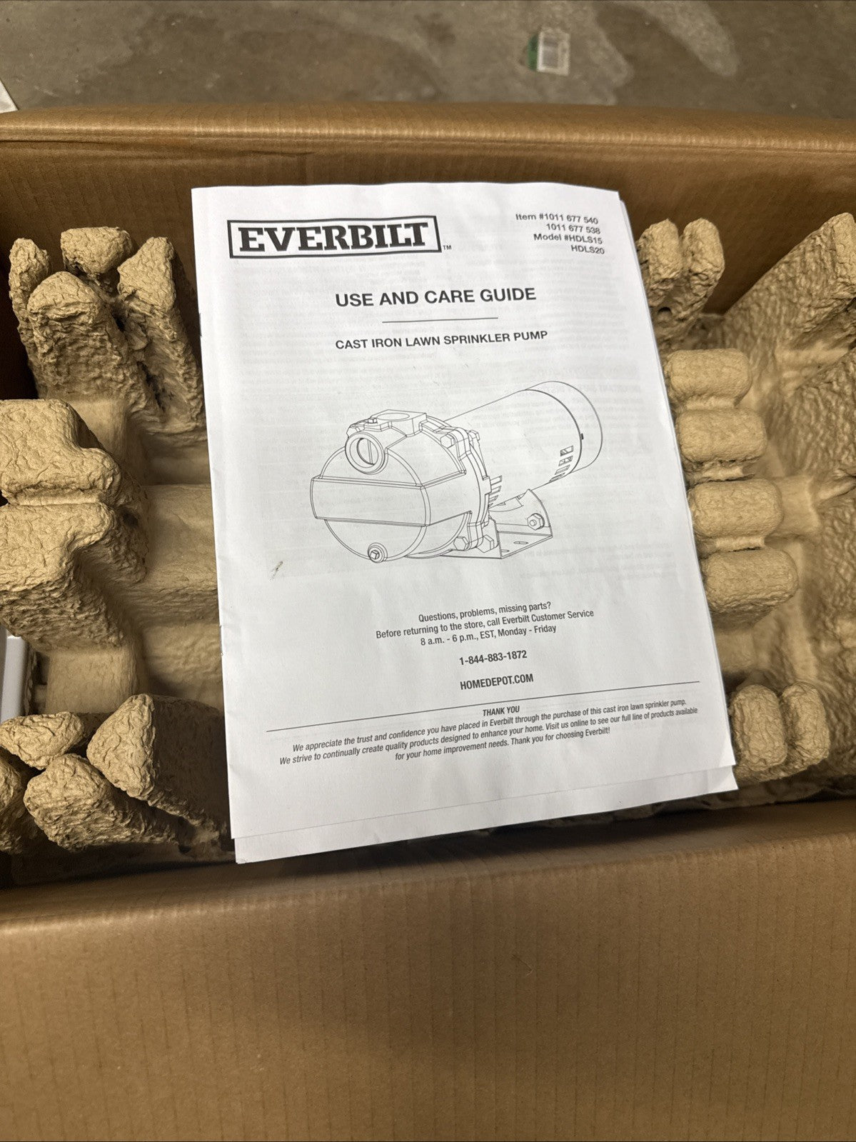 Everbilt 1-1/2 HP Cast Iron Lawn Irrigation Pump HDLS15 *For Parts*