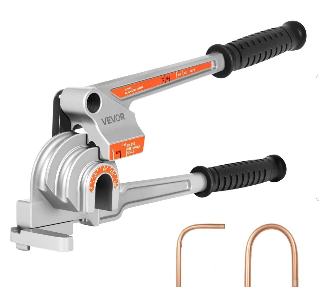 VEVOR 3 in 1 Lever Pipe Tube Bender for 1/4", 3/8", 1/2" O.D. 0-180° Bending