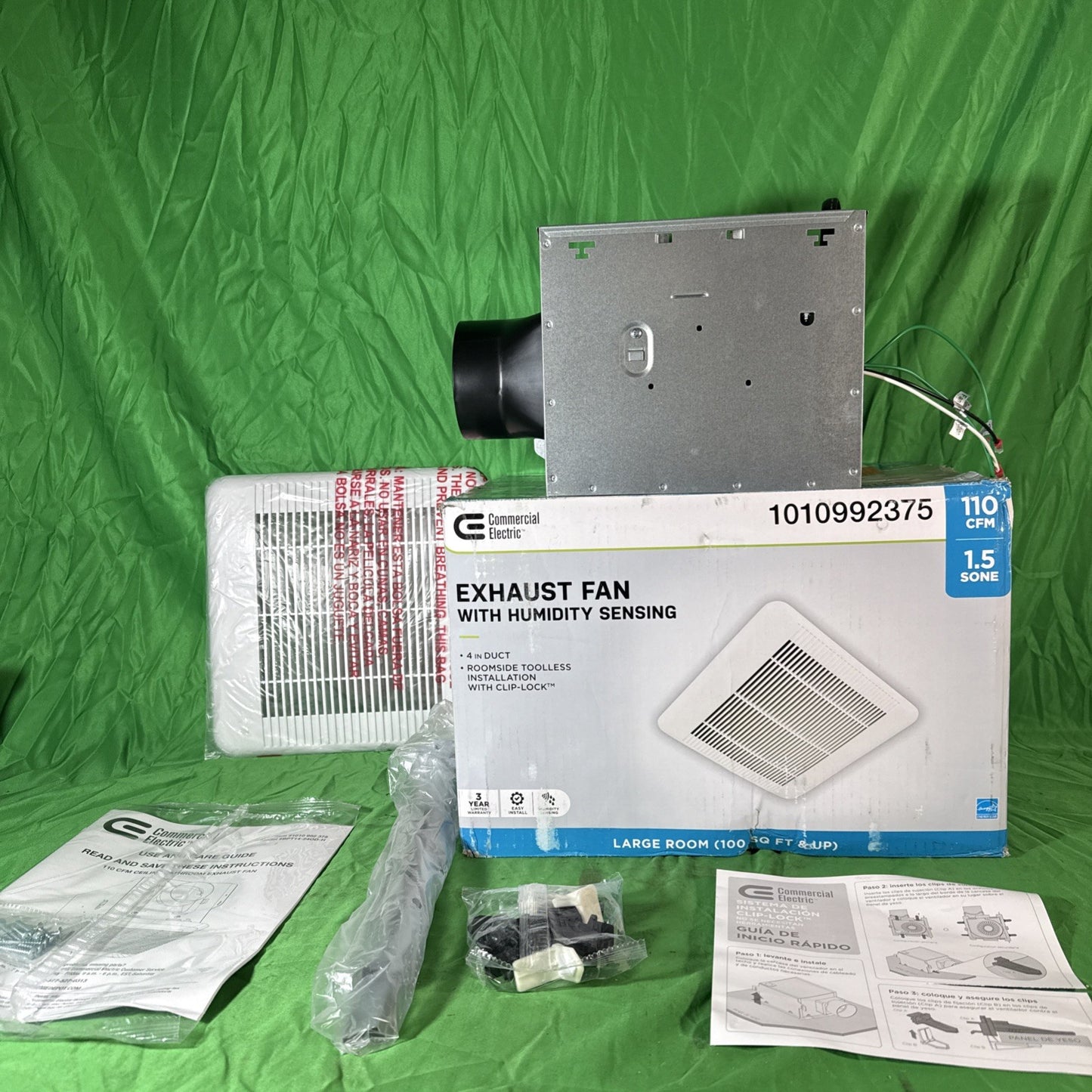 Commercial Electric 110 CFM 1.5 Sone Bathroom Exhaust Fan with Humidity Sensing