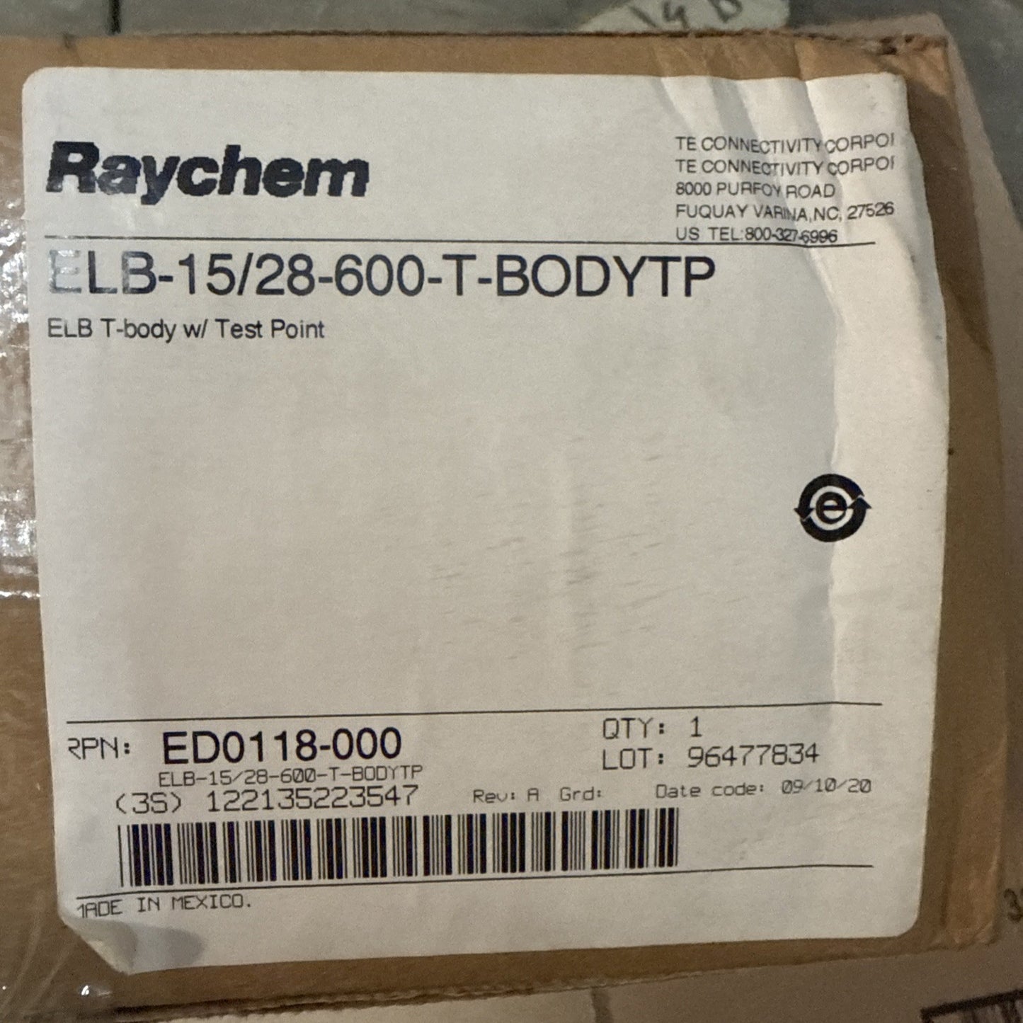 Tyco Electronics ELB-15/28-610 Dead Break Elbow Connector 16.2kV-GND 600A