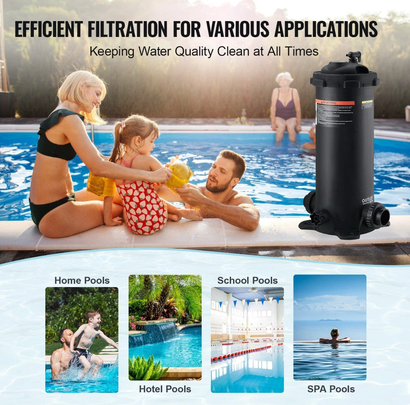VEVOR Pool Cartridge Filter In/Above Ground Swimming Pool Filtration GL-50