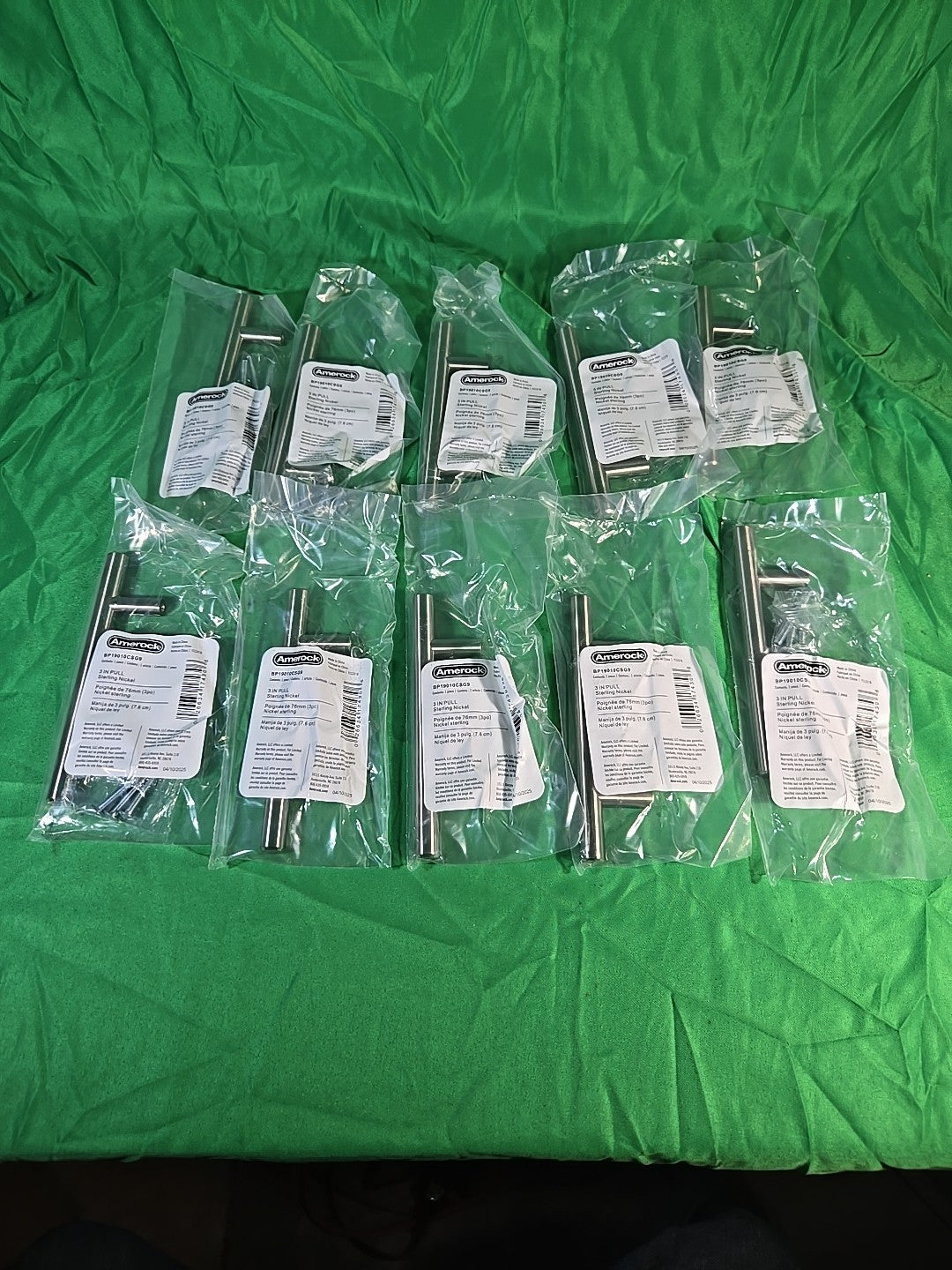 Lot of 10 Amerock Cabinet Drawer Pull Bars Sterling Nickel 3" BP19010CSG9