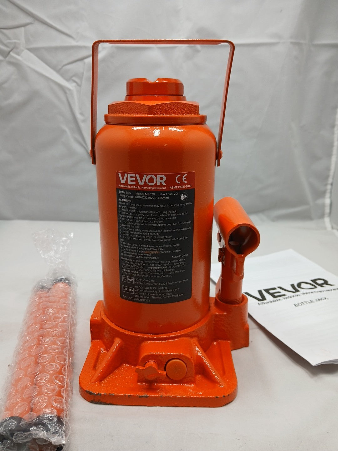 Vevor 10-Ton Hydraulic Bottle Jack for Vehicle Lifting and Repairs