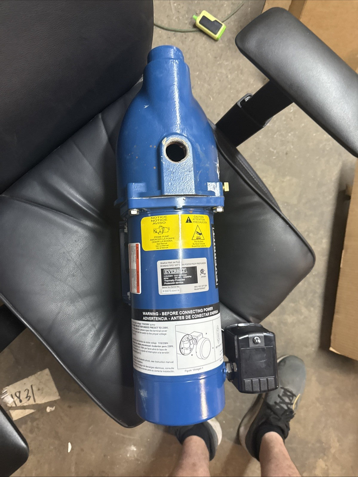 Everbilt 3/4 HP Cast Iron Shallow Well Jet Pump HDSWJ7 as is, *Used For Parts*