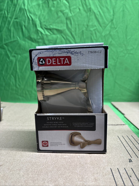 Delta Stryke Double Robe Hook Champagne Bronze Finish Bathware 77638-CZ