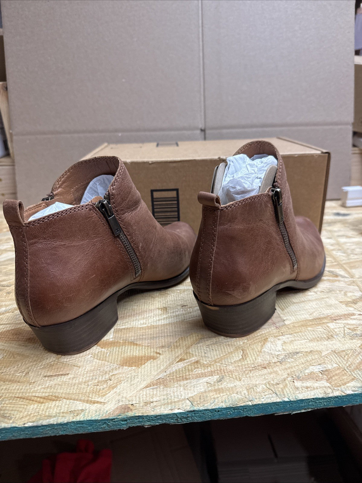 Lucky Brand Women's Basel Ankle Bootie Brownstone Leather Ankle Boots Size 8W