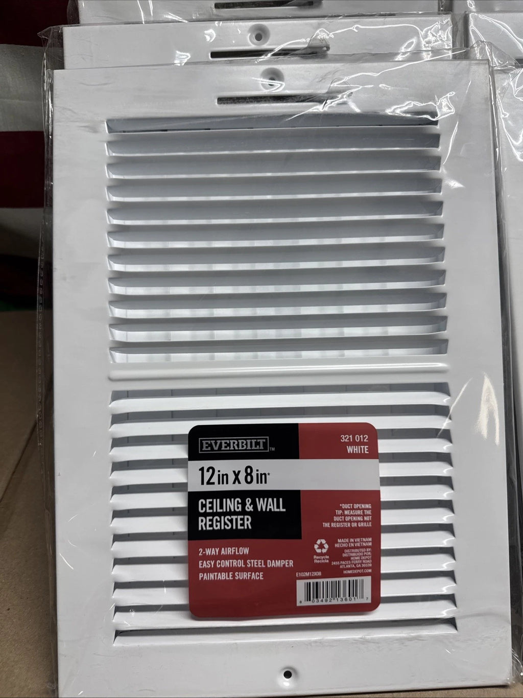 Lot Of 14 Everbilt 12 in. x 8 in. 2-Way Steel Wall/Ceiling Register in White