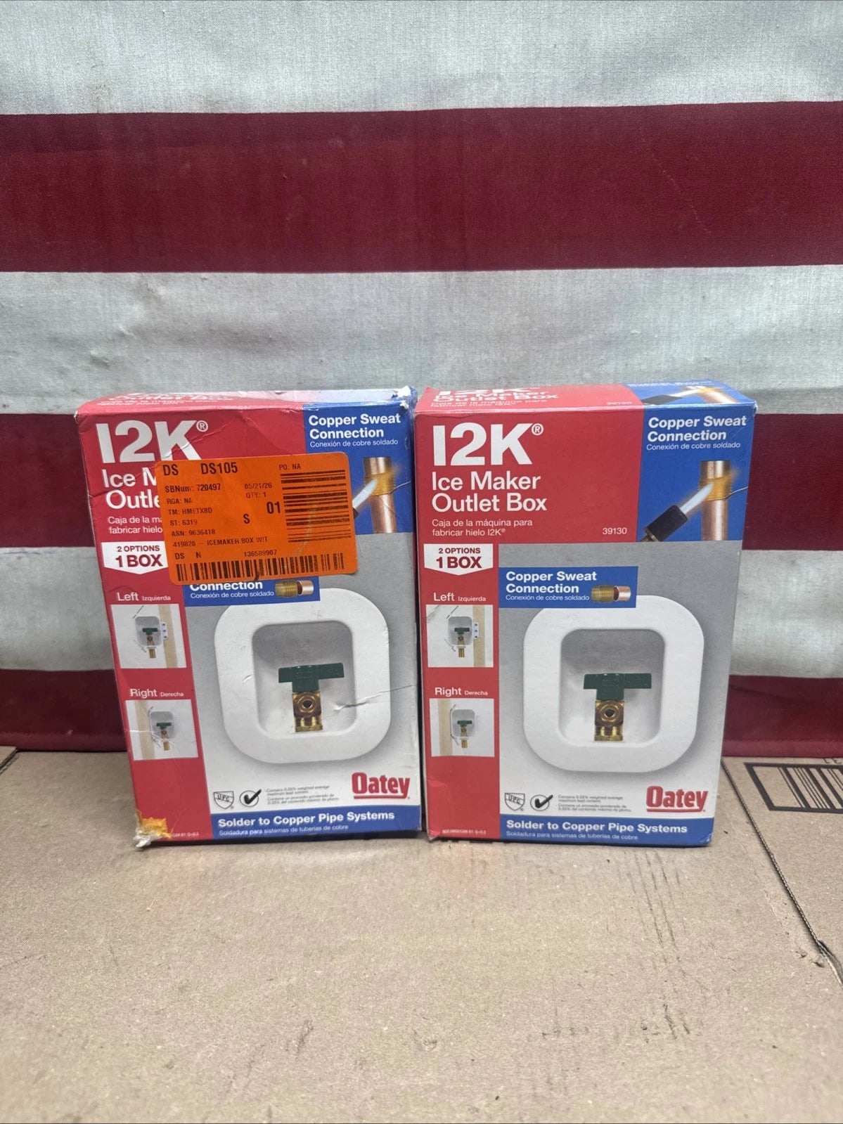 Lot Of 2 Oatey Commercial Ice Maker Box Brass White 1/2" FIP 39130