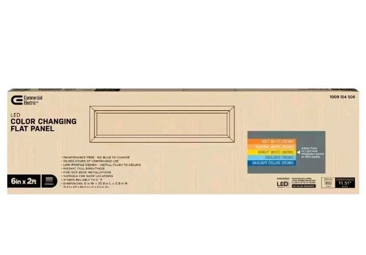 Commercial Electric 950 Lumens Dimmable White Integrated LED Flat Panel Open Box