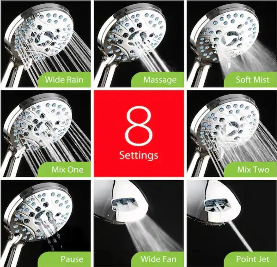 8-Spray Patterns 2.5 GPM 4.5 in. Wall Mounted Dual Shower Head New