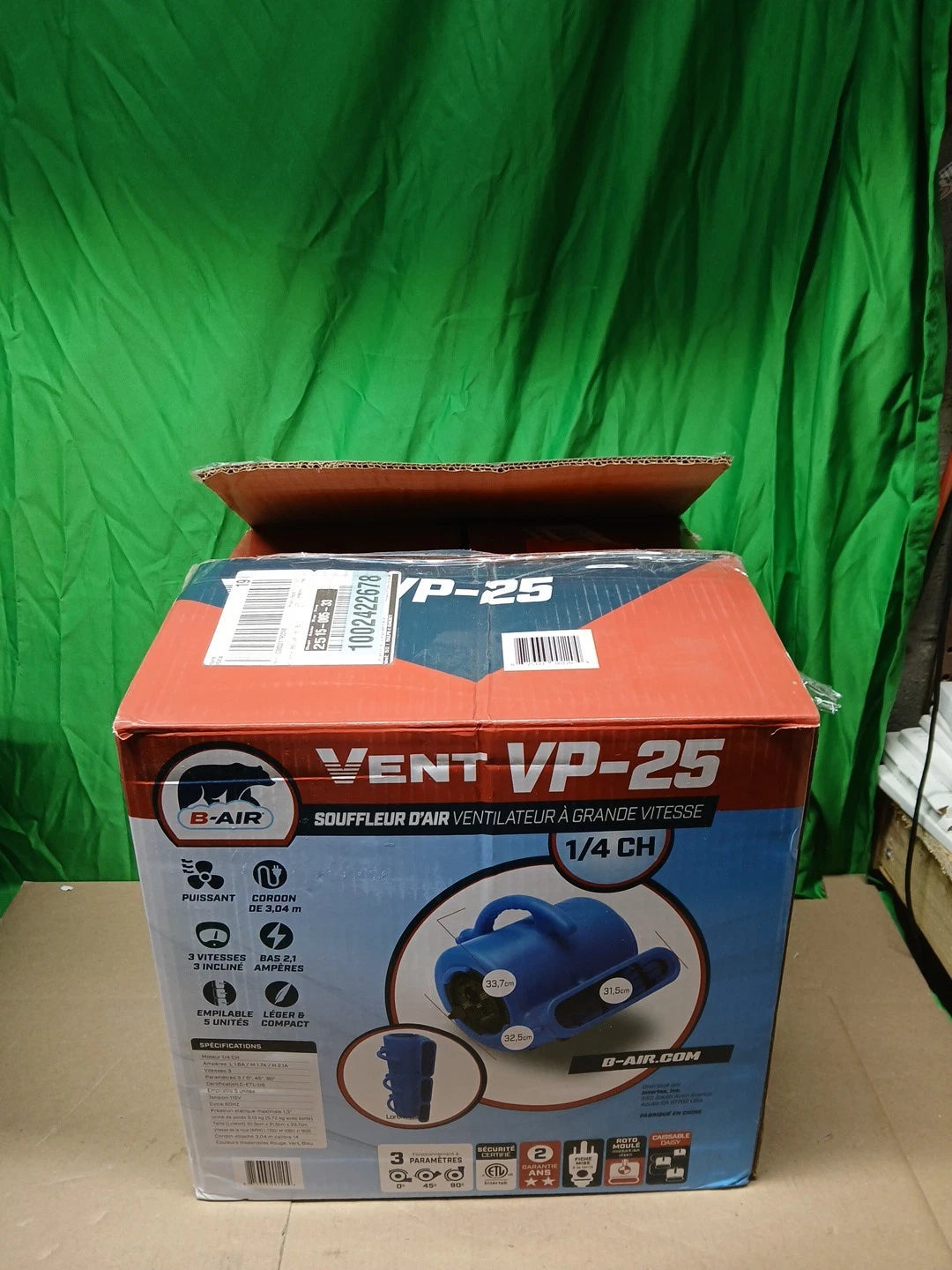B-Air 1/4 HP Air Mover Blower Fan for Water Damage Restoration in Blue NEW OPENB