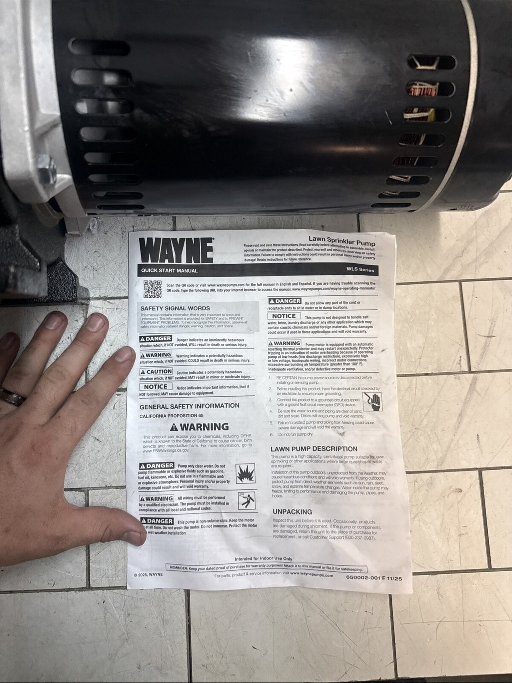 Wayne 1-1/2 HP Cast Iron Quick-Prime Lawn-Sprinkler Pump- Parts Only READ DESCRI