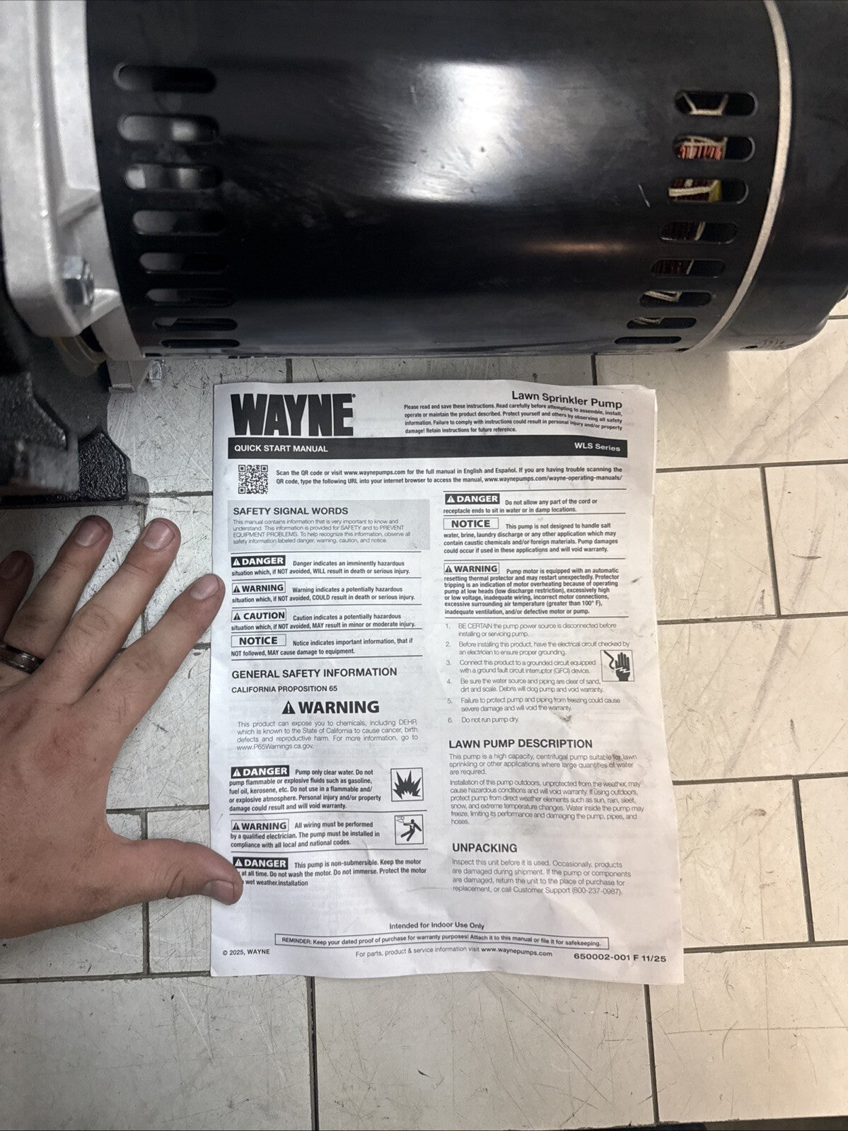 Wayne 1-1/2 HP Cast Iron Quick-Prime Lawn-Sprinkler Pump- Parts Only READ DESCRI