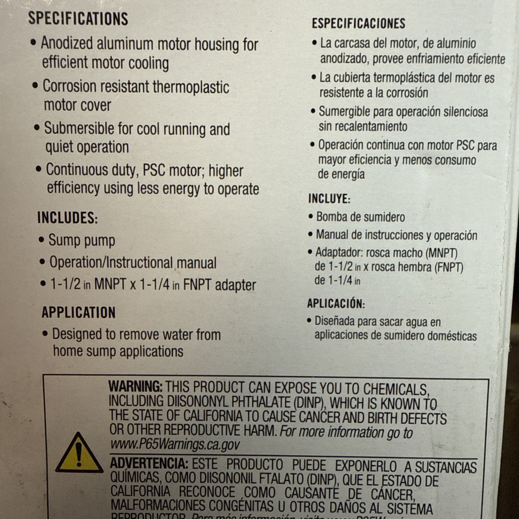 Everbilt 1/3 HP Corrosion Resistant Aluminum Sump Pump w/ Tether Switch NEW OB