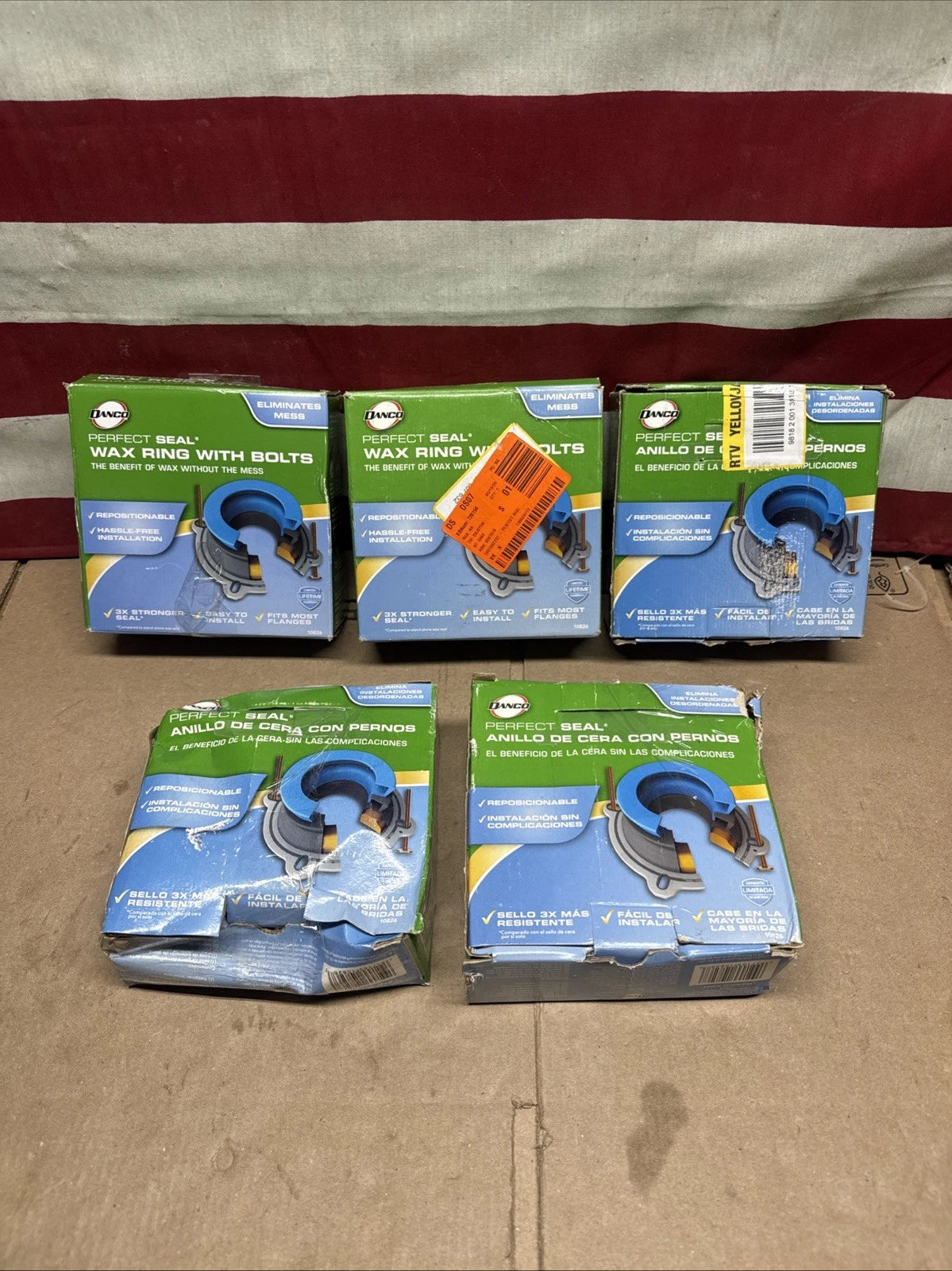 5PK Perfect Seal Toilet WaxRing, Missing Bolts, 10826