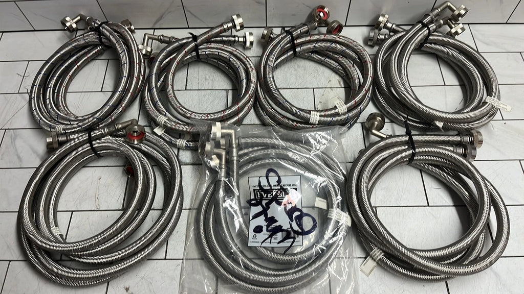 LOT OF 7 sets of 2 Everbilt 4 ft Stainless Steel Washing Machine Hose Connectors