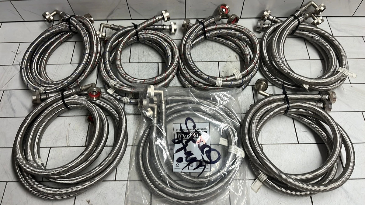 LOT OF 7 sets of 2 Everbilt 4 ft Stainless Steel Washing Machine Hose Connectors