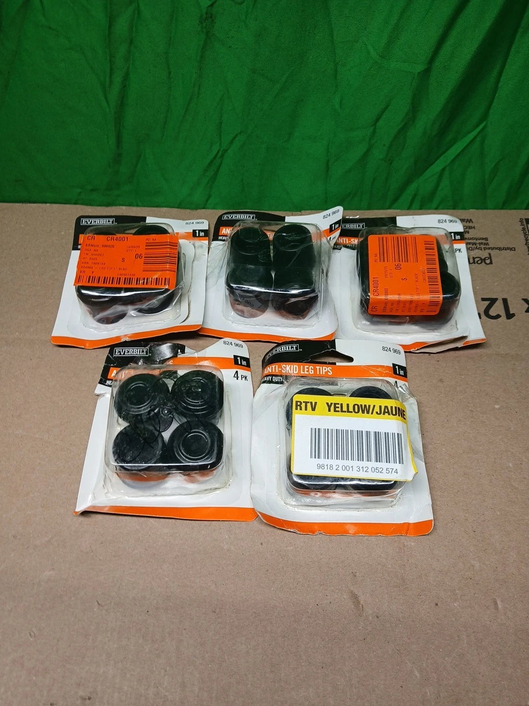 LOT OF 5 EVERBILT Anti-skid (4) 1 in. Rubber Leg Tips Black SKU 824 969 1” (B)