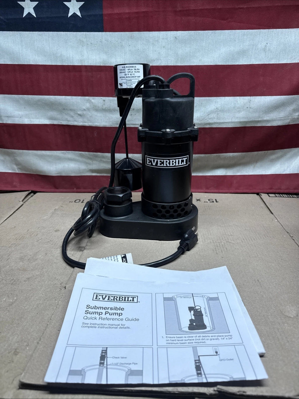 Everbilt HDSP25V 1/4 HP Aluminum Submersible Sump Pump Vertical Switch Open Box