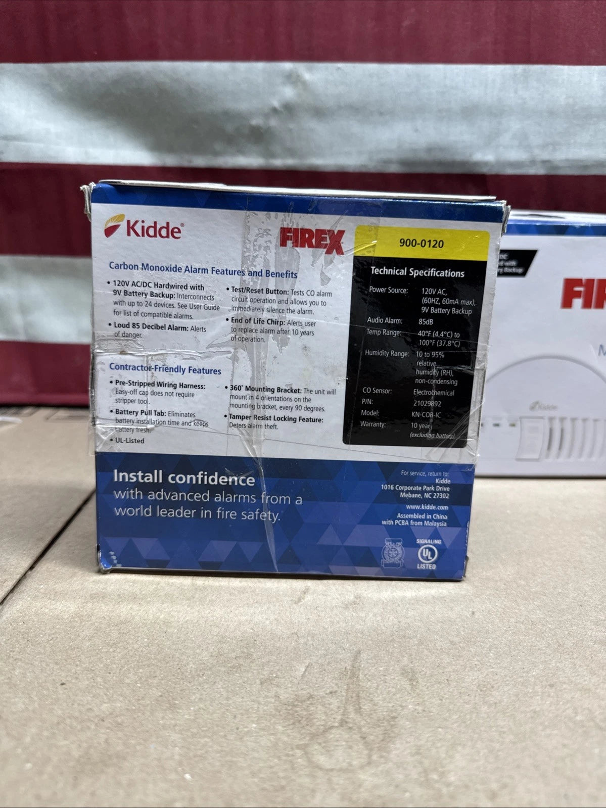 2PACK KiddeFireX Hardwired Carbon Monoxide Detector w/LED Light Interconnectable