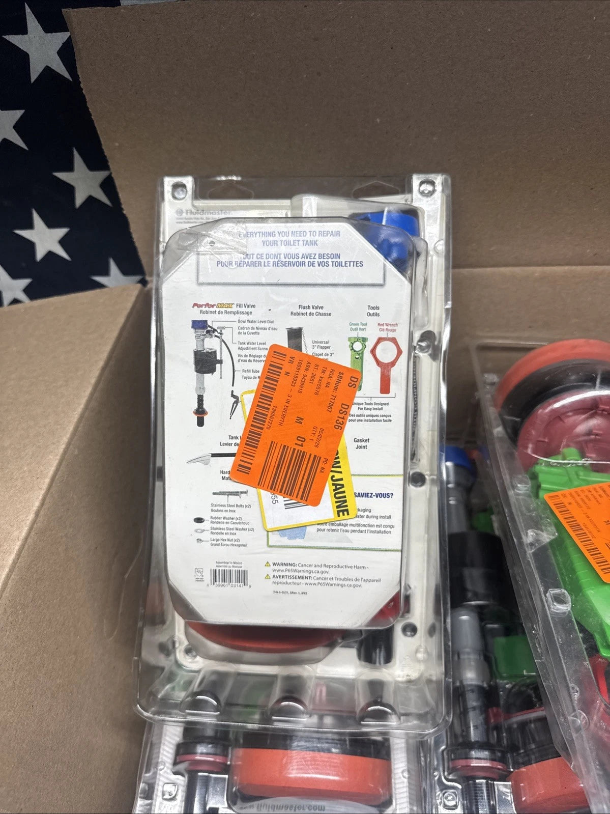 9pk Fluidmaster K-400H-038 Everything Toilet Repair Kit 3" flush valve, OB