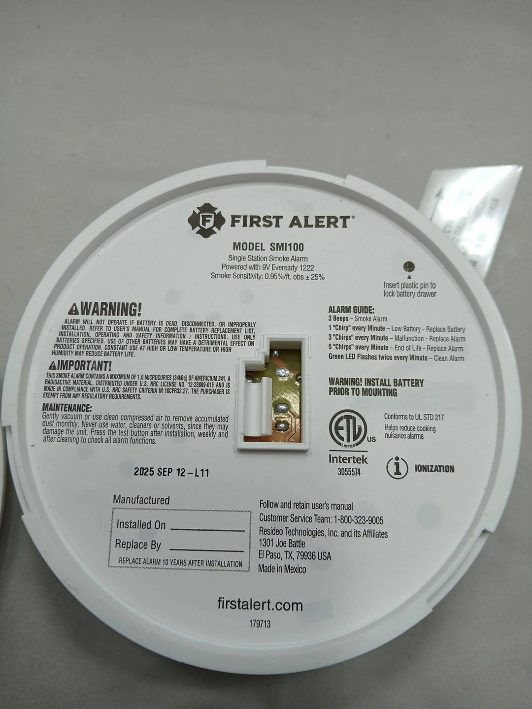 2-pack First Alert SMI100-AC Smoke Detector & Alarm, AC Powered Battery Backup