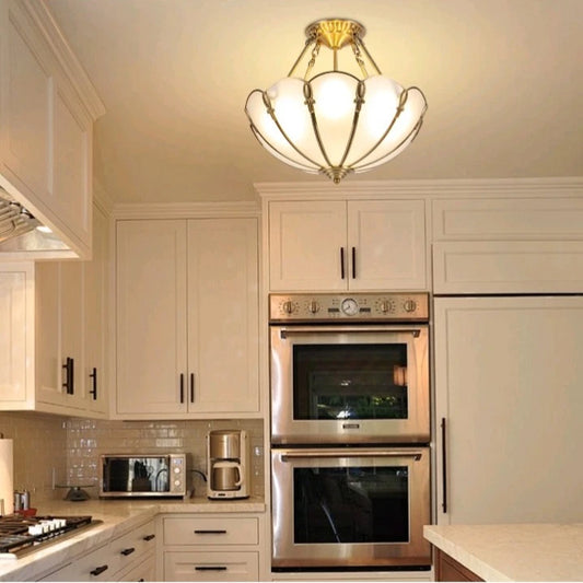 Gold Vintage Ceiling Light, 100-240v Glass Ceiling 4-light Pendant Lighting OB