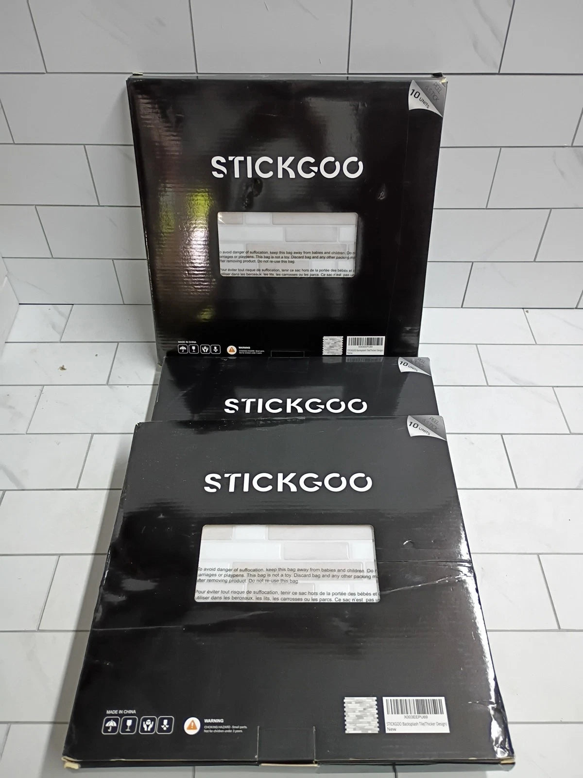 3pk of 10 Sheets Stickgoo X003EEPU69 Peel & Stick Tiles Kitchen & Bathroom OB