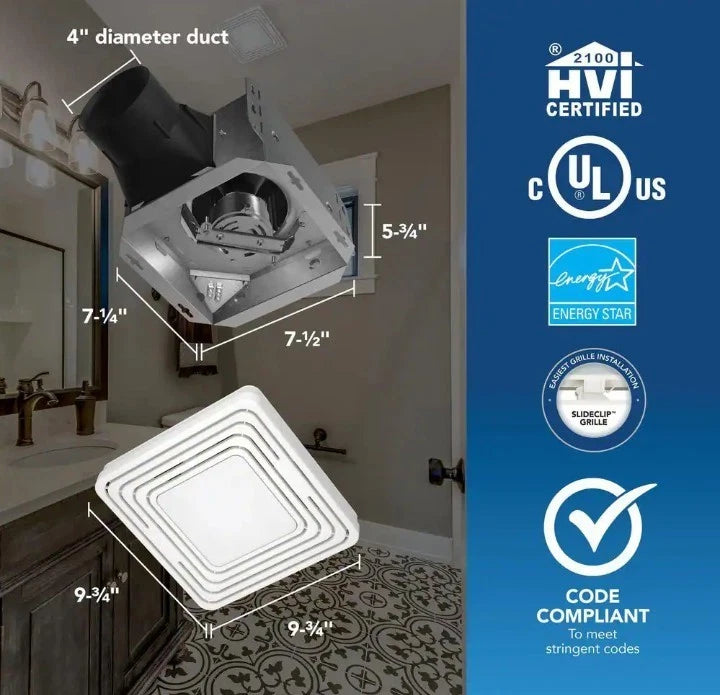 Broan-NuTone BENL5 Roomside Series, White, 50 CFM , Bathroom Exhaust Fan New OB