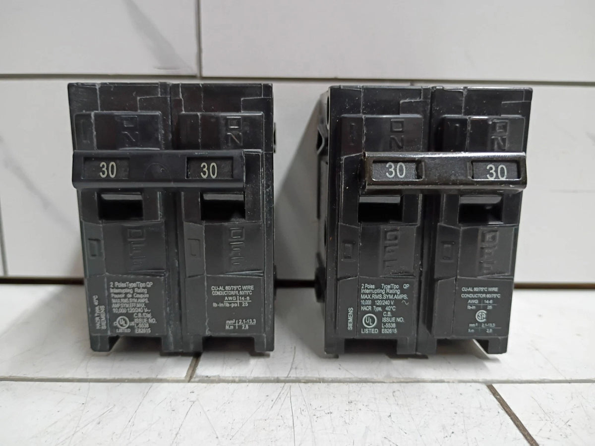 (2 Pack) Siemens Q230 2-Pole Circuit Breaker 30amp Open Box
