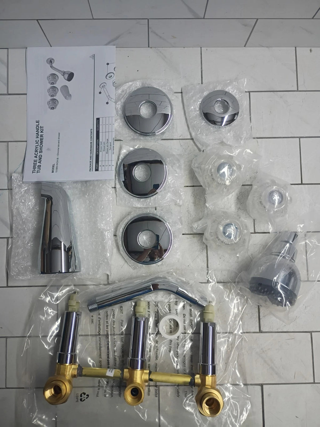 Homewerks Worldwide 10-B83-WCH-B Chrome 3-Handle Tub & Shower Kit, 8in Open Box