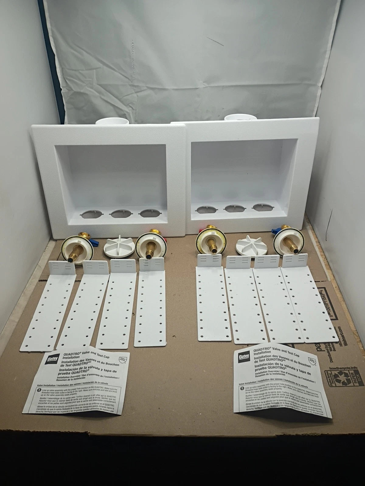 Lot Of 2 Oatey Quadtro Washing Machine Outlet Box 1/4" Turn x 2" Hub 38528 OB