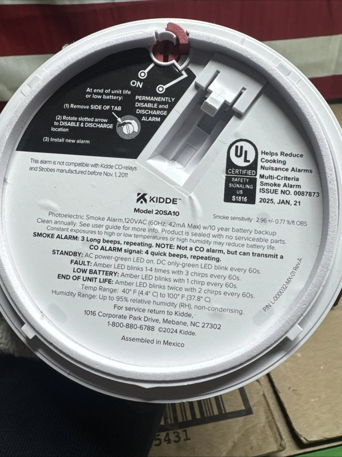 Kidde 20SA10 Hardwired Smoke Detector, 10-Year Battery, Interconnectable