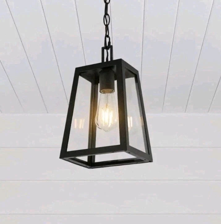 JONATHAN Y Glendale 6.75 in. Black Outdoor Industrial Farmhouse Pendant Light OB