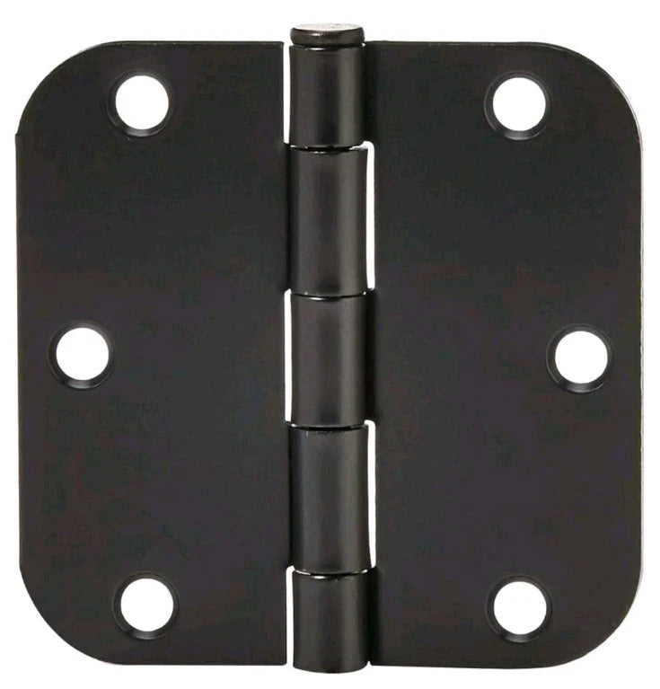18pk Rounded Interior Door Hinges Matte Black 3.5" x 3.5" - OB