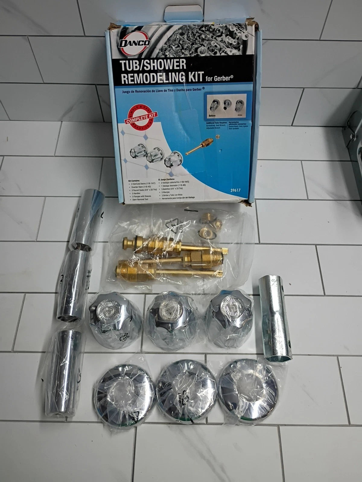 2pk DANCO 39617 GERBER HANDLE TUB SHOWER FAUCET REMODEL REBUILD FULL KIT New OB