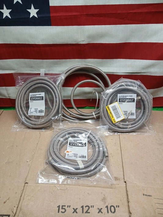 4 PK Everbilt Polymer Braided Icemaker Water Connector Line Hose 12FT