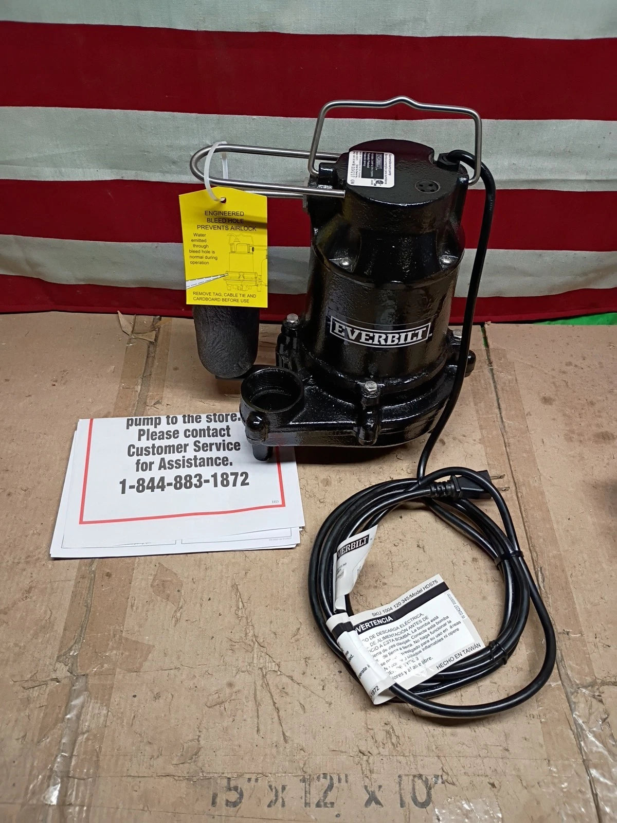 Everbilt HDS75 3/4 HP Cast-Iron Pro Grade Submersible Sump Pump New Open Box