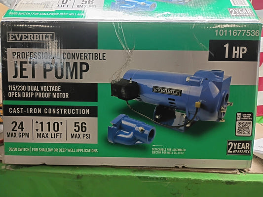 Everbilt HDCWJ10 1 HP Professional Convertible Jet Pump OPEN BOX,