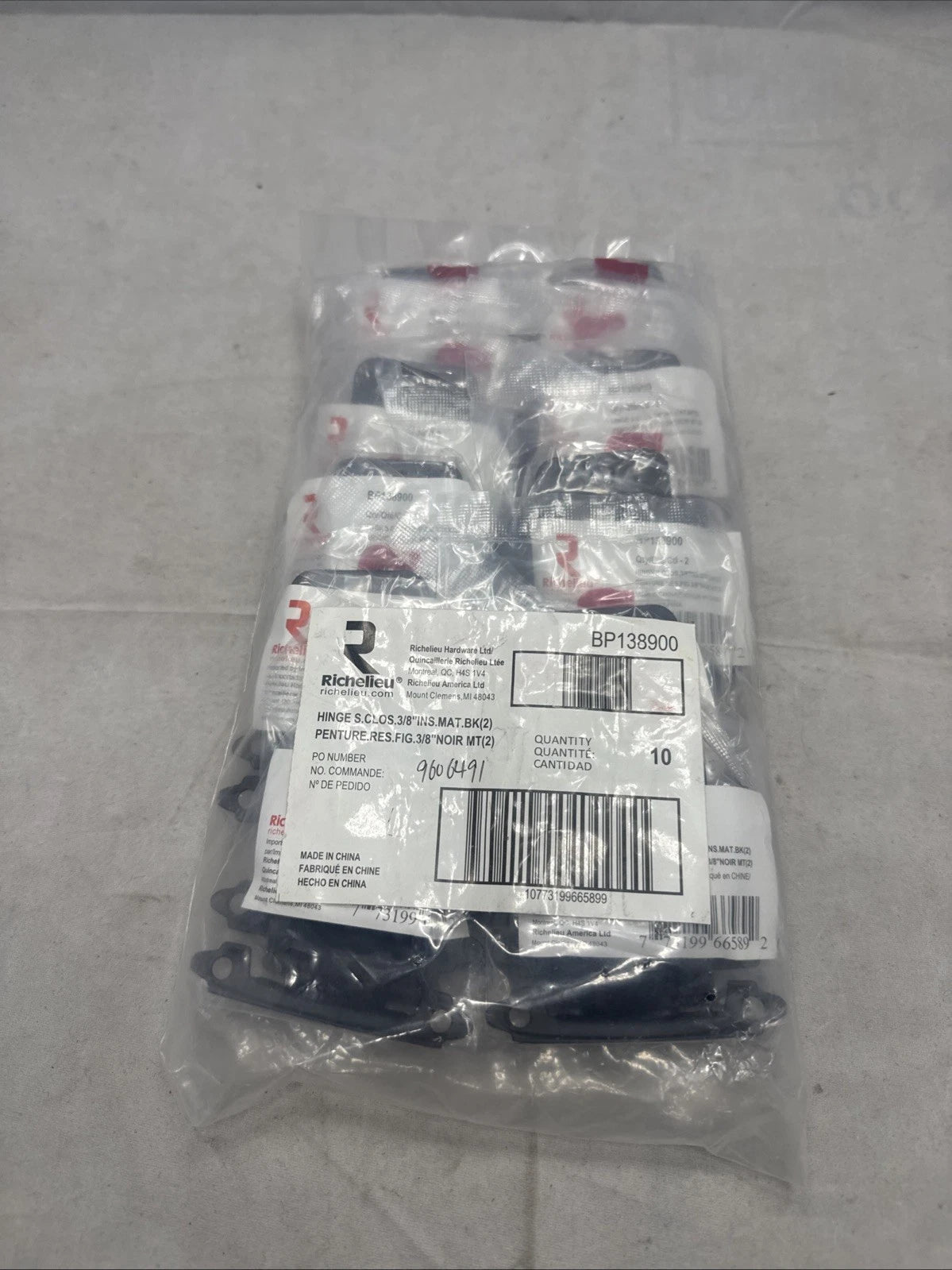 Lot Of 20 Richelieu Semi-Concealed Self-Closing Hinge Matte Black BP138900