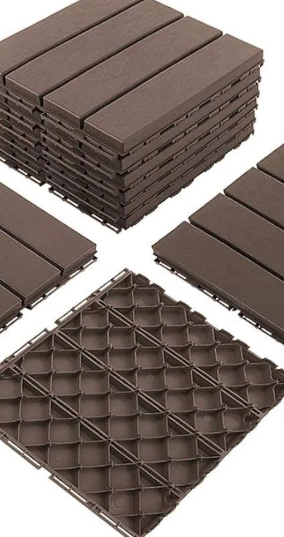 12x12 Domi outdoor living PL2787-1 (9-piece) Plastic Interlocking Deck Tiles NEW
