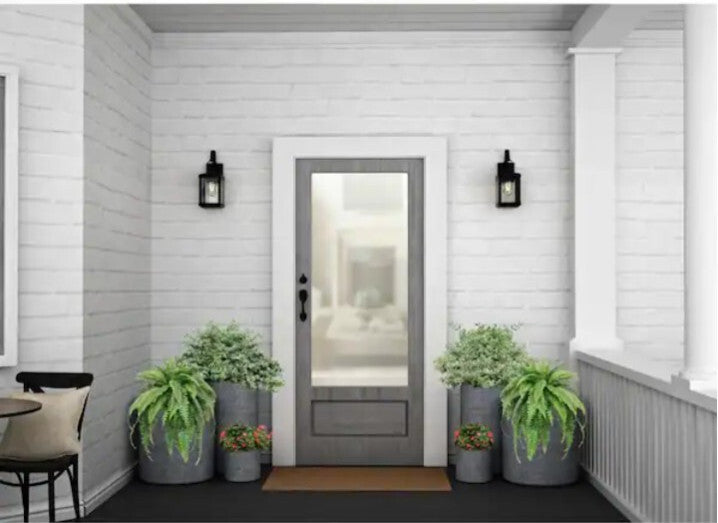 Progress Lighting Park Court 15 in. 1-Light Textured Black Outdoor Wall Lantern